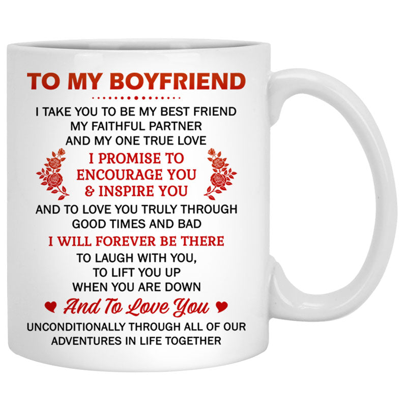 To My Boyfriend I Promise To Encourage You, Sunset, Anniversary gifts, Personalized Mugs, Valentine's Day gift
