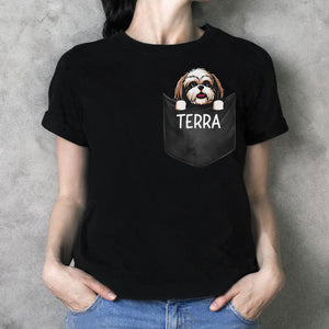 Pocket Custom T Shirts, Dark Tee, Personalized Gifts for Dog Lovers