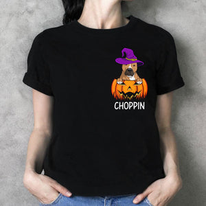 Pocket Custom T Shirts, Halloween Dog Pumpkin, Personalized Gifts for Dog Lovers