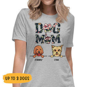 Dog Mom, Pink Flower, Custom T Shirt, Personalized Gifts for Dog Lovers