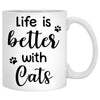 Life Is Better with Cats, Cat Face, Personalized Mugs, Custom Gifts for Cat Lovers