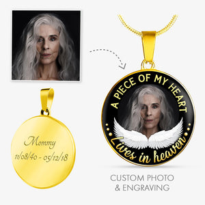A Piece Of My Heart Circle, Luxury Picture Necklace, Unique Custom Engrave Circle Pendant