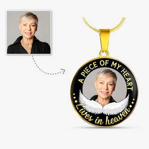 A Piece Of My Heart Circle, Luxury Picture Necklace, Unique Custom Engrave Circle Pendant
