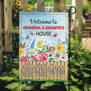 Welcome to Grandma and Grandpa House, Personalized Decorative Garden Flags, Gift For Grandparents