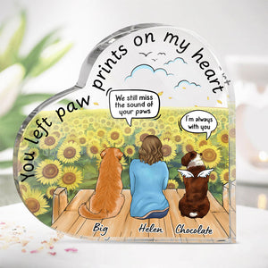 You Left Paw Prints, Personalized Keepsake, Heart Shape Plaque, Memorial Gift For Dog Lovers