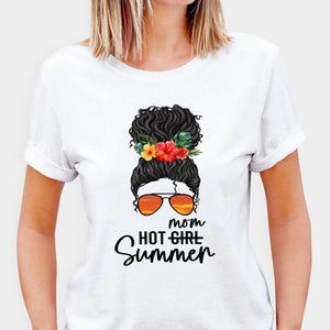 Hot Mom Summer Messy Bun, Hot Girl Summer, Personalized Summer T-Shirt, Tank Top