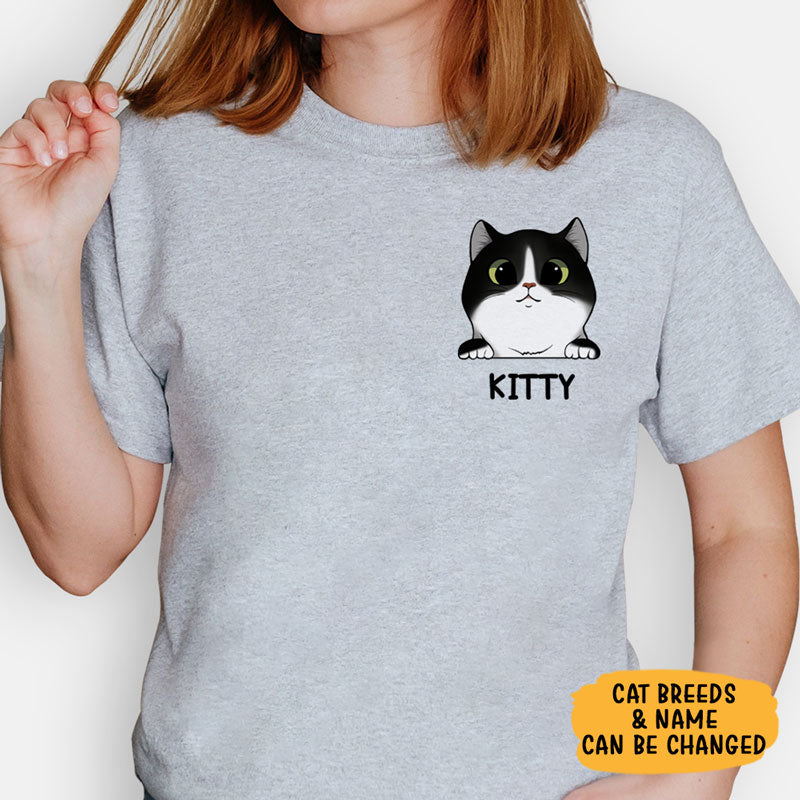 Cat Lovers Custom Shirt, Faux Pocket Tee, Personalized Gifts for Cat Lovers