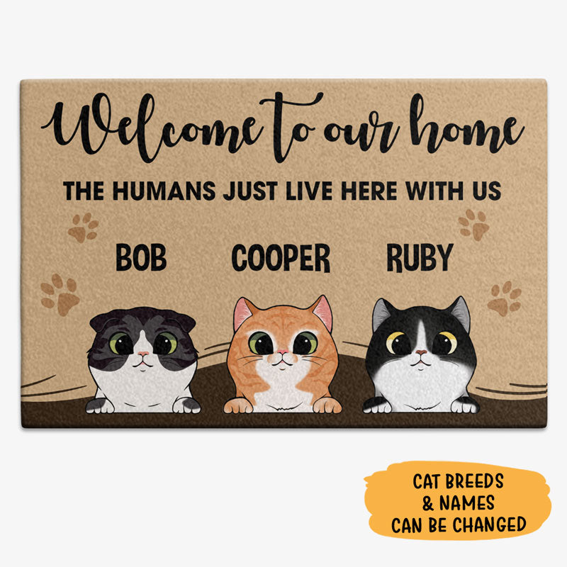 Welcome To Our Home Cat, Gift For Cat Lovers, Personalized Doormat, New Home Gift