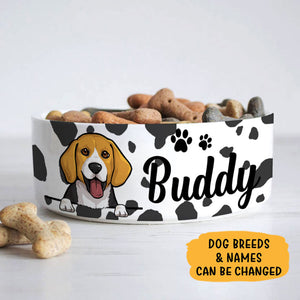 Personalized Custom Dog Bowls, Cow Pattern, Gift for Dog Lovers