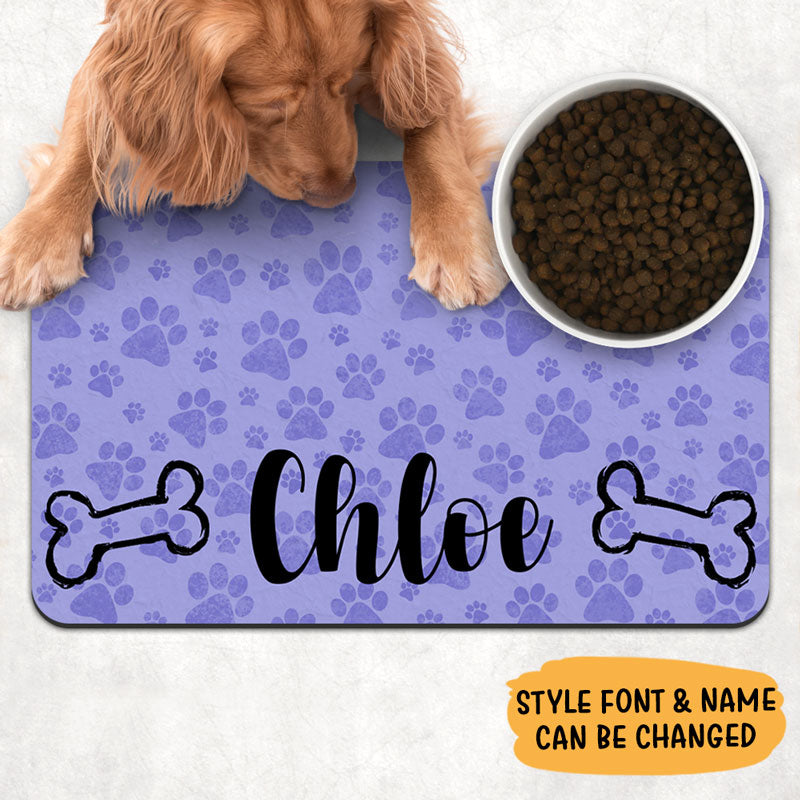 Paw Pattern Pet Placemat, Personalized Pet Food Mat, Custom Gifts For Pet Lovers