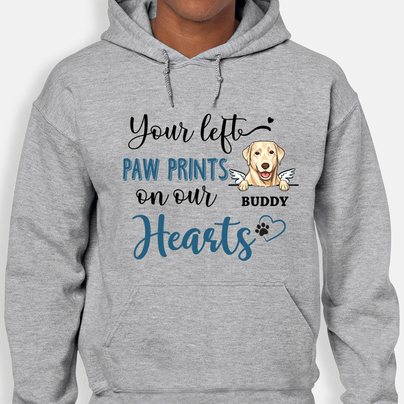 Left Paw Prints, Dog Personalized Custom Hoodie, Sweater, T shirts