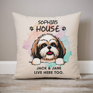 Live Here Too, Personalized Pillows, Custom Gift for Dog Lovers