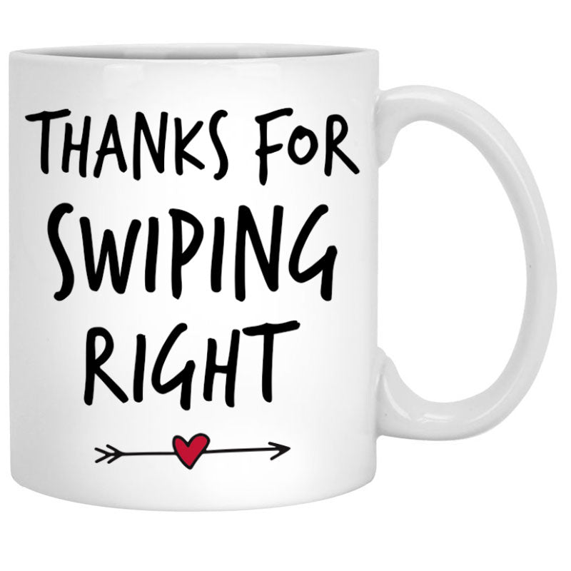 Thanks For Swiping Right, Personalized Mug, Valentine Gifts For Him, Gifts For Her, LGBT Couple Gifts