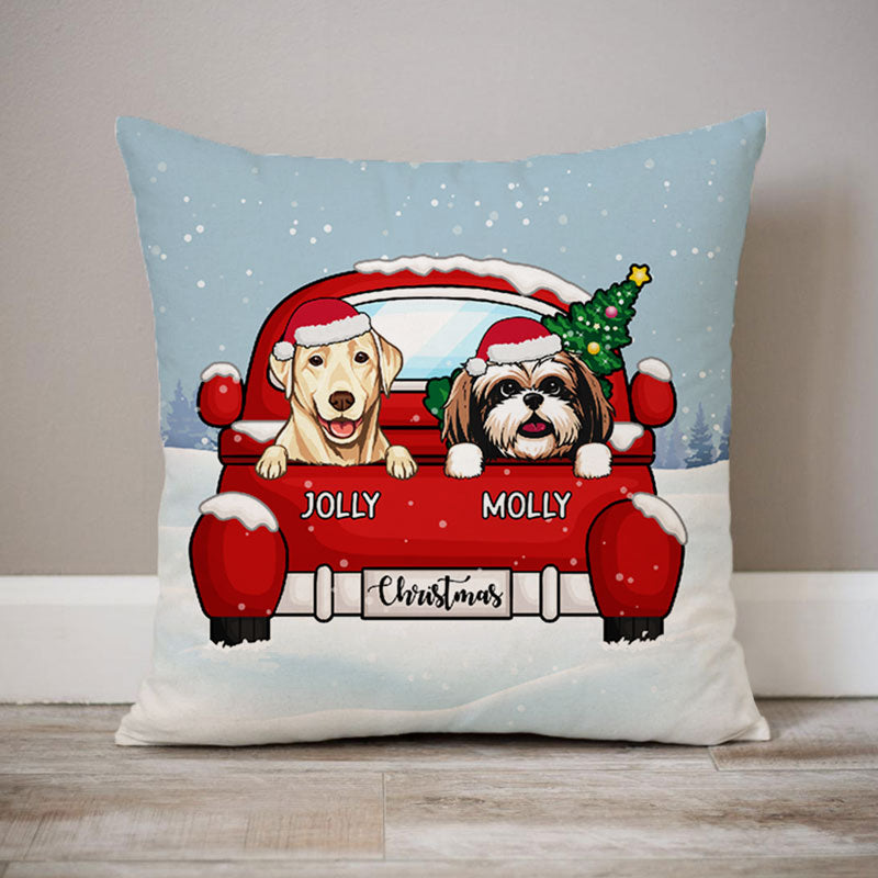 Christmas Dog Personalized Pillows, Custom Gift for Dog Lovers