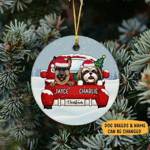 Christmas and Dogs, Personalized Circle Ornaments, Custom Gift for Dog Lovers