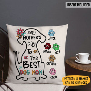 Happy Mother's Day Best Dog Mom, Personalized Pillows, Custom Gift for Dog Lovers