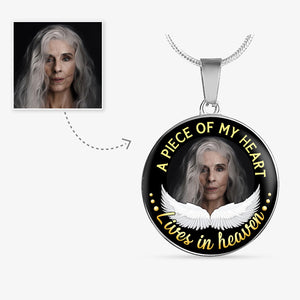 A Piece Of My Heart Circle, Luxury Picture Necklace, Unique Custom Engrave Circle Pendant