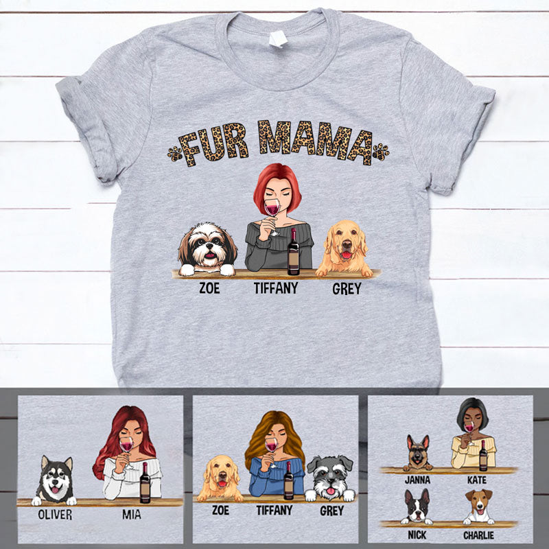 Funny dog mom shirt, personalized gift for dog lovers - Fur mama, custom t-shirt for dog lovers