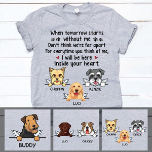 Inside Your Heart, Custom Dog Memorial T Shirt, Personalized Gifts for Dog Lovers