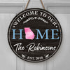 Welcome To Our Home Custom Family Name, Personalized Round Wood Sign