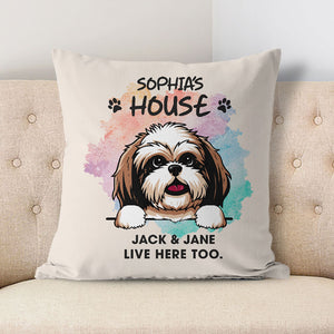 Live Here Too, Personalized Pillows, Custom Gift for Dog Lovers
