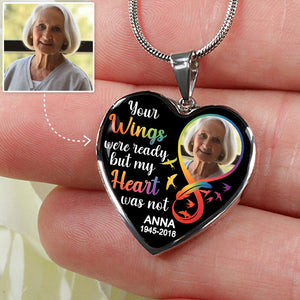 Your Wings Were Ready Necklace, Custom Photo, Luxury Heart Necklace