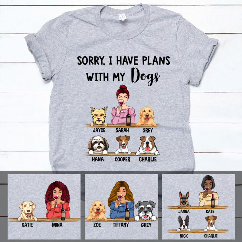 Funny dog shirt, personalized gift for dog lovers - I have plans with my dogs, custom t-shirt for dog lovers