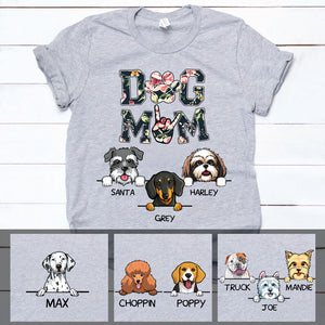 Dog Mom, Pink Flower, Custom T Shirt, Personalized Gifts for Dog Lovers