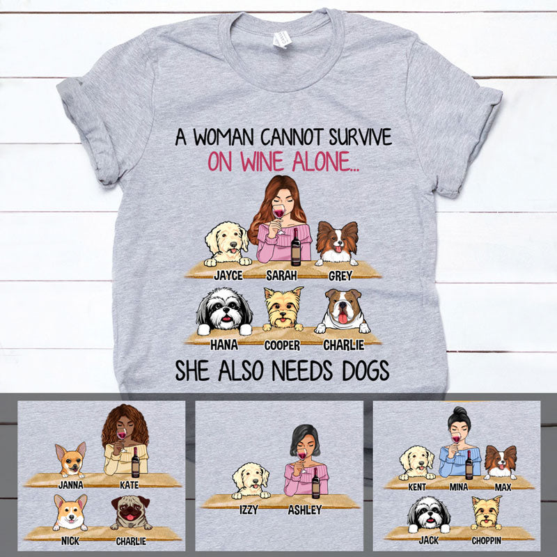 Funny dog shirt, personalized gift for dog lovers - A woman cannot survive, custom t-shirt for dog lovers