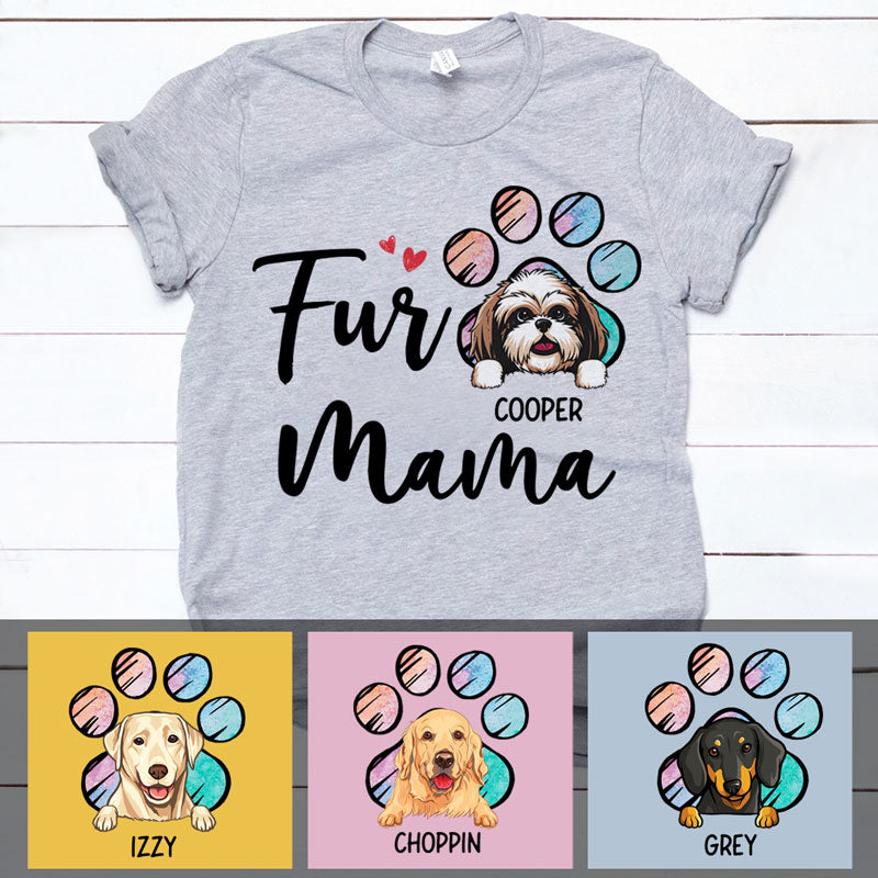 Funny dog mom shirt, personalized gift for dog lovers - Fur mama, custom t-shirt for dog lovers