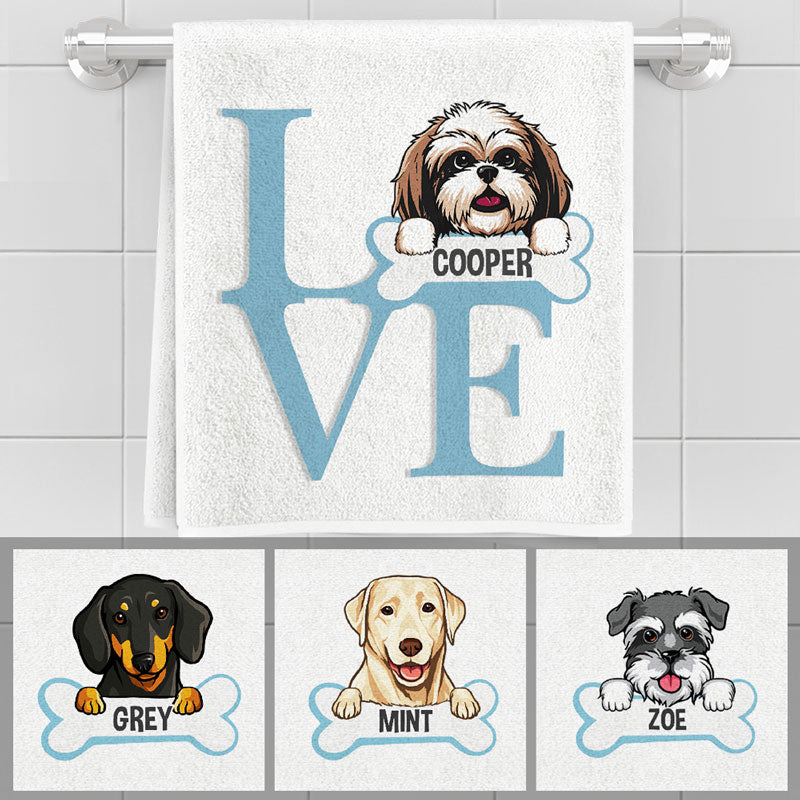 LOVE, Personalized Towels, Custom Gift for Dog Lovers