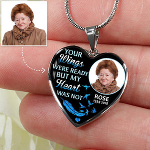 Your Wings Were Ready, Custom Photo, Luxury Heart Necklace