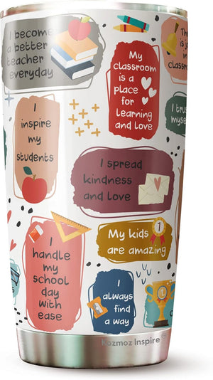 Teacher Tumbler, Back To School Tumbler, Teacher Daily Affirmations Tumbler 20Oz