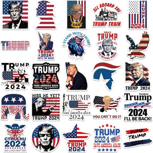 50 Pcs Donald Trump Vinyl Waterproof Stickers, Trump 2024 USA Flag Decals