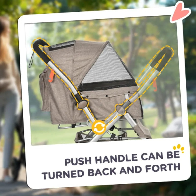 Dog Stroller For Small Dogs Cats, 4 Wheels One-Click Fold Pet Stroller With Swivel Wheels, Pet Accessories, Products For Your Pet