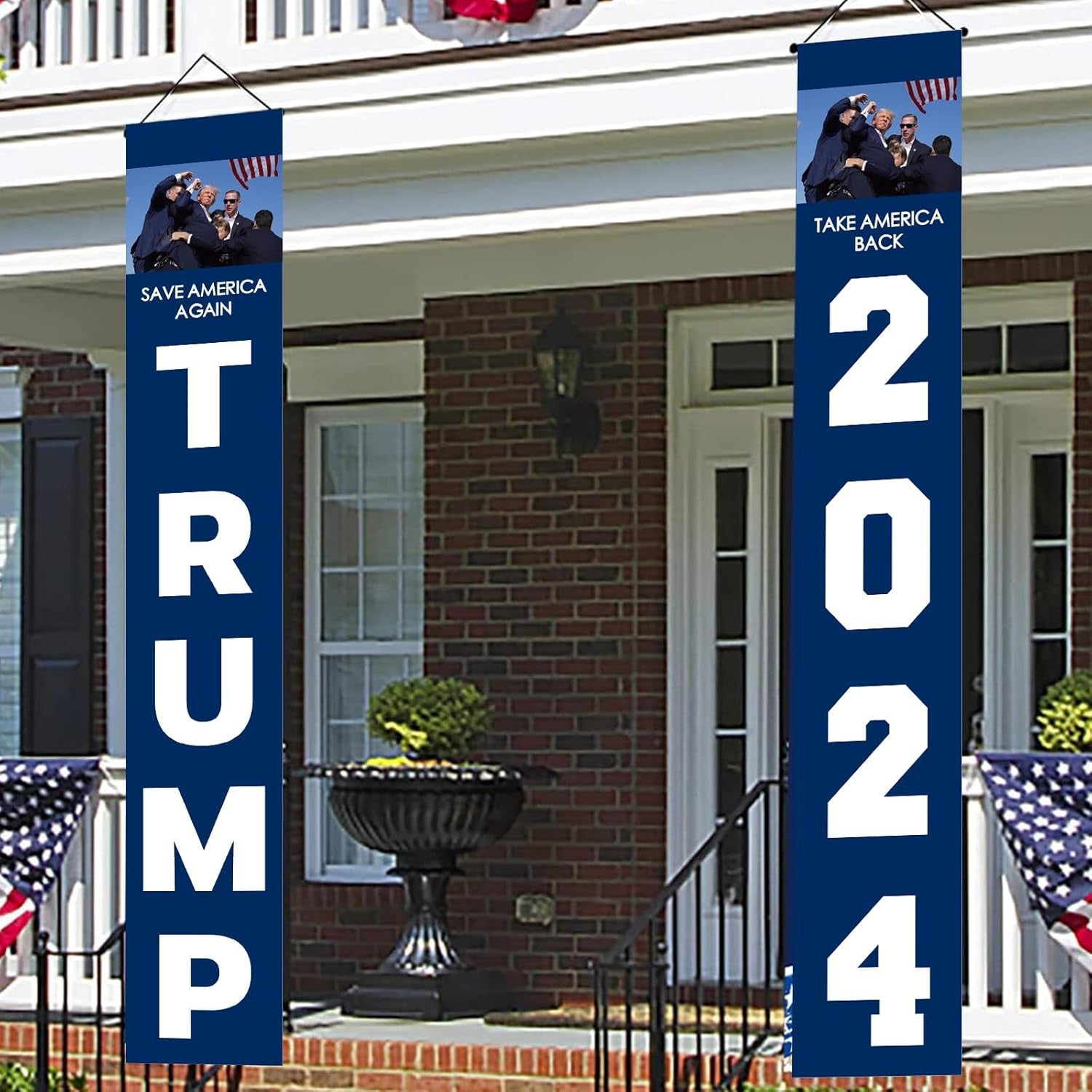 Trump Fight 2024 Take America Back and Save America Again Porch Signs, Banners Outdoor, Gift For Trump Fans