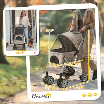 Dog Stroller For Small Dogs Cats, 4 Wheels One-Click Fold Pet Stroller With Swivel Wheels, Pet Accessories, Products For Your Pet