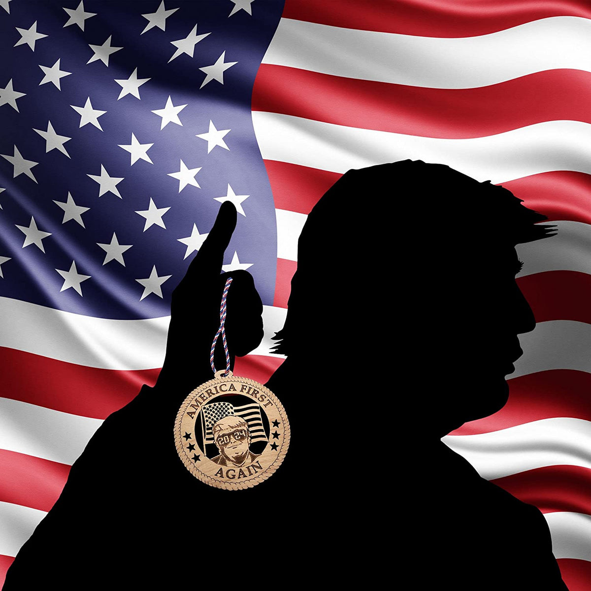 America First Again Wooden Ornaments, Trump Ornament, Election 2024