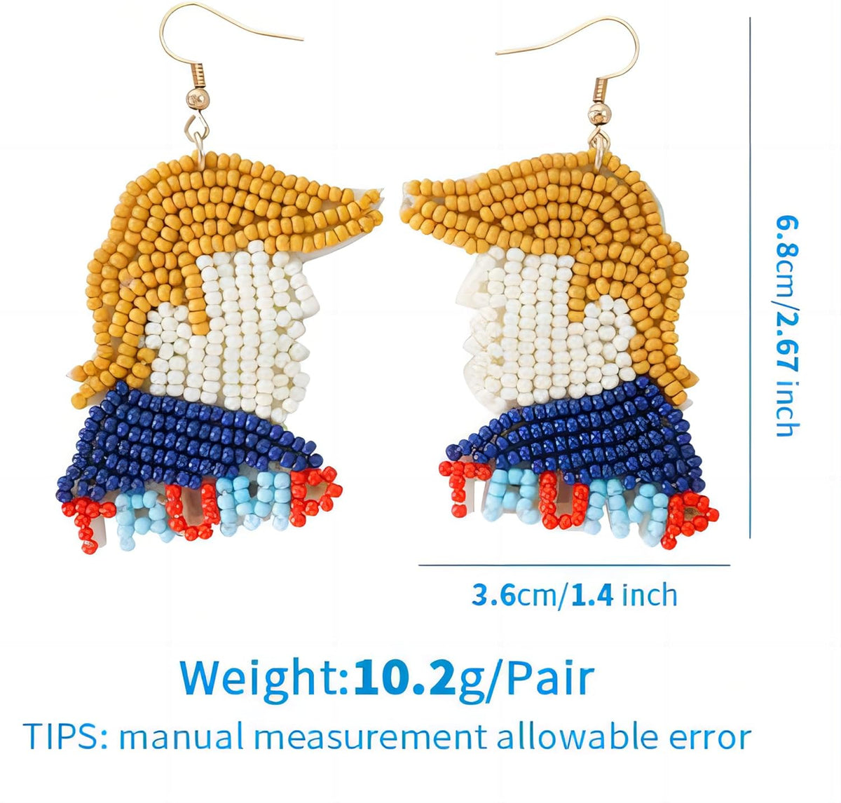 Elegant Bohemian Tassel Earrings Trump - Crafted with Seed Beads and Gold Plated Ear Hooks