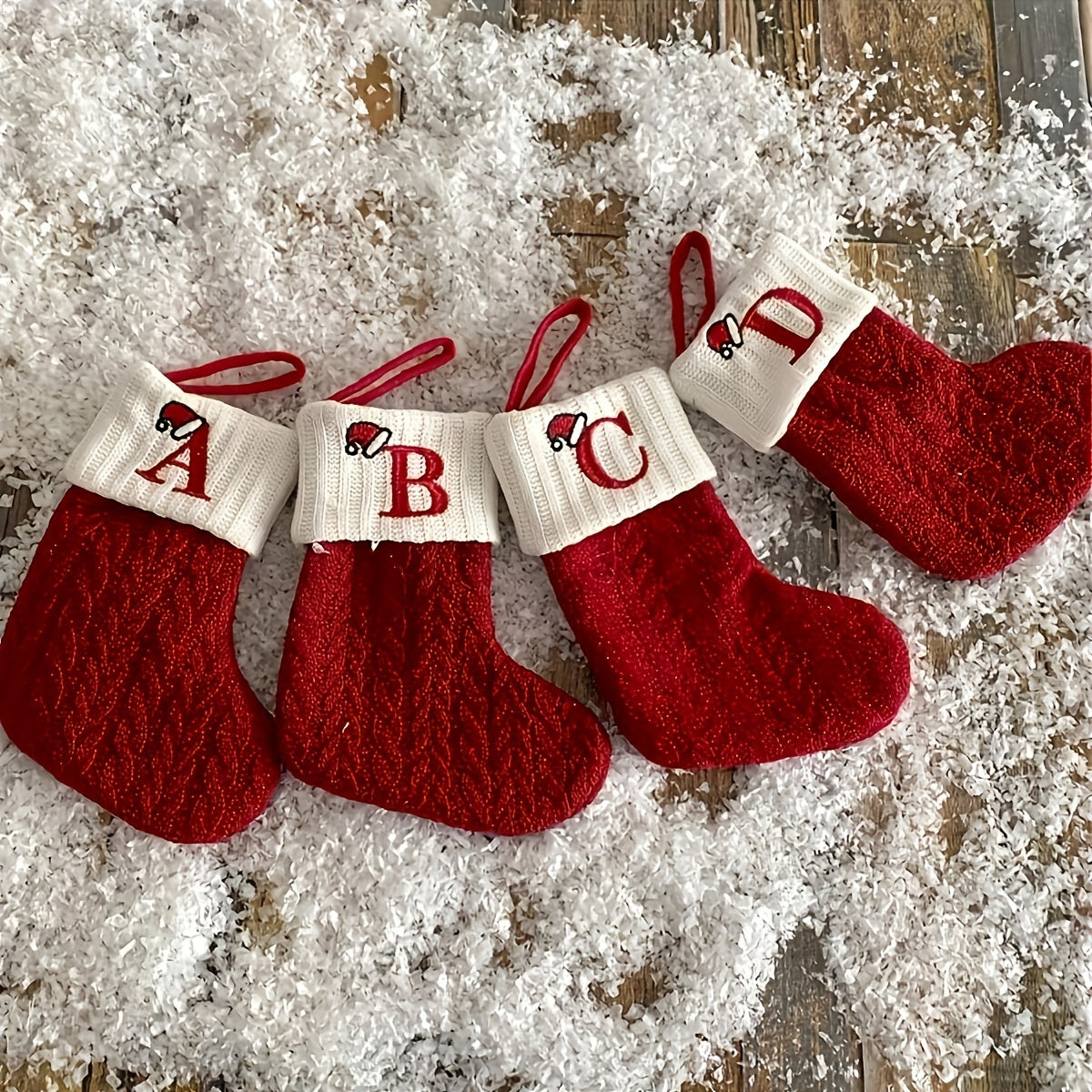 Alphabet Stocking, Knit Christmas Stocking with Personalized Initials - Perfect for Christmas Party Decorations