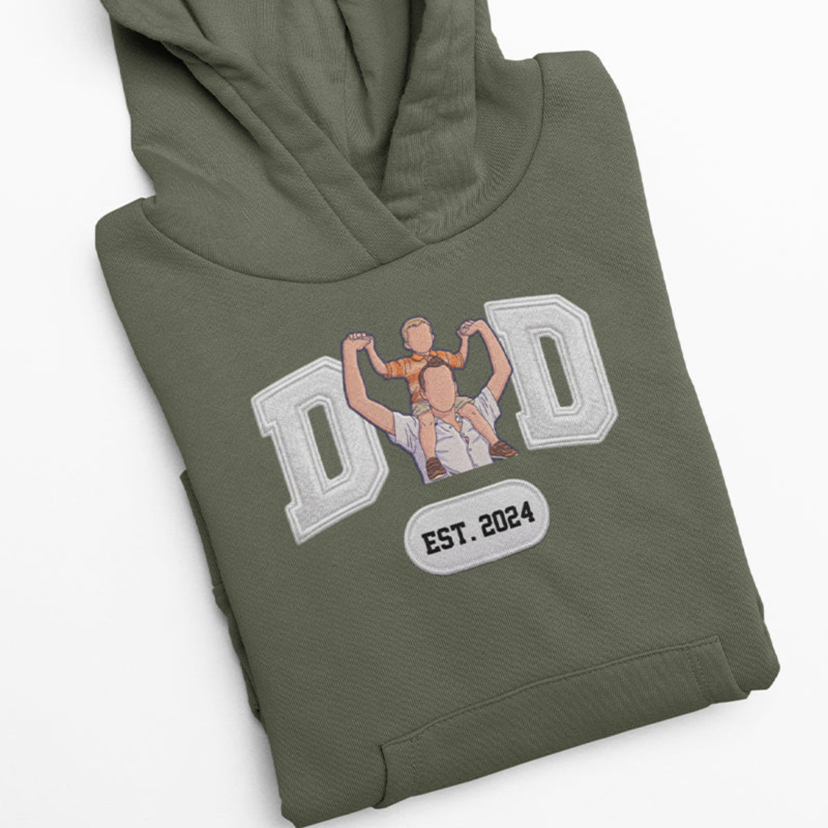 Dad Est, Faux Embroidery Personalized Shirt Tee, Gift For Dad