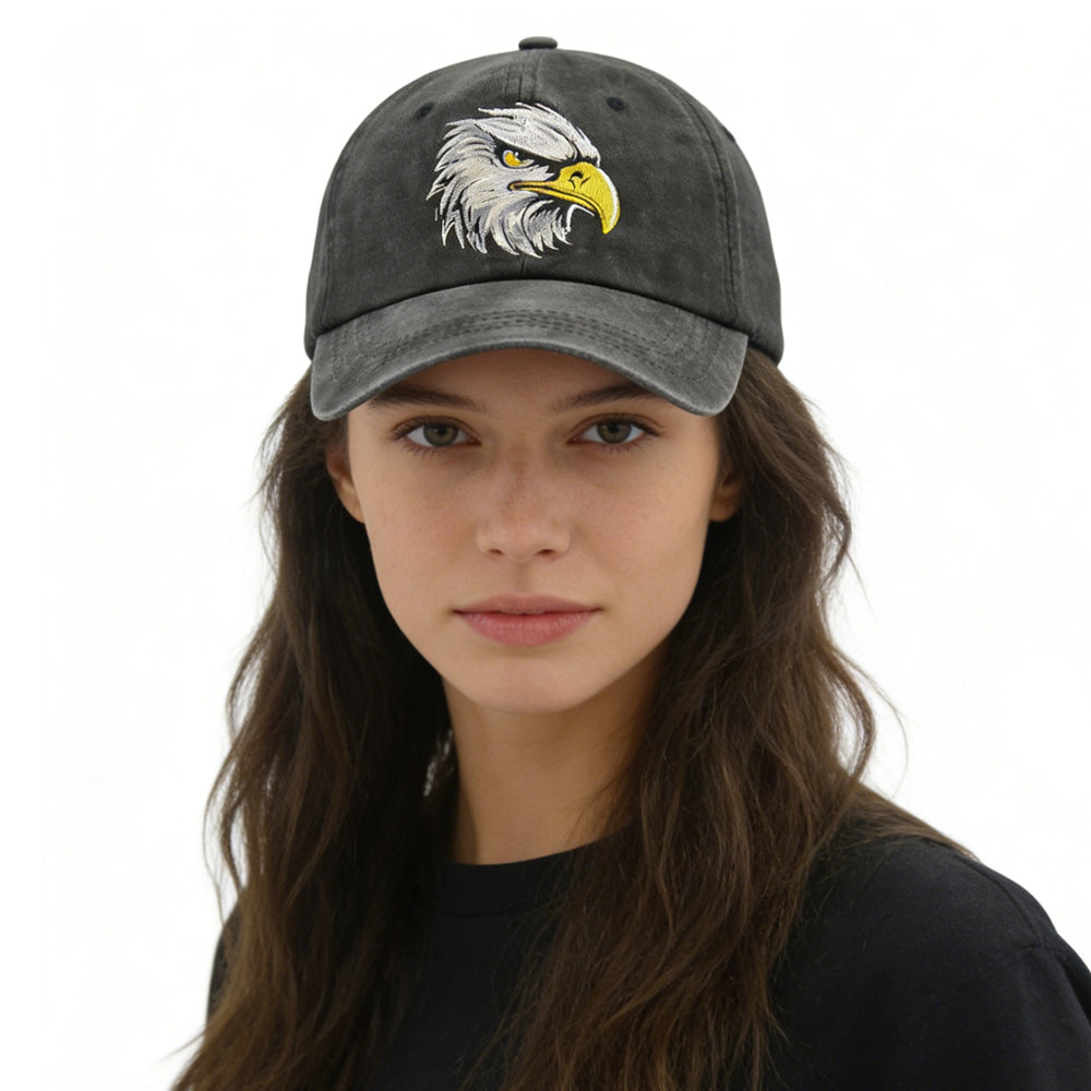 Embroidered Bald Eagle Head Hats, 4th July Washed Cap