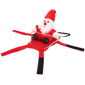 Pet Christmas Costumes Red Winter Coat For Dog Riding Santa Claus With Bell For Small & Medium Dogs/Cats