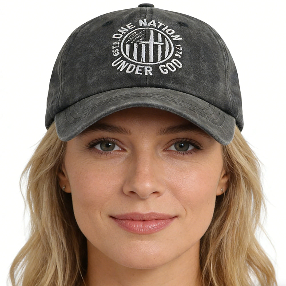One Nation under God Baseball Cap for Women Men, Adjustable Embroidered Wash Cotton Baseball Cap
