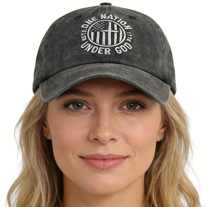 One Nation under God Baseball Cap for Women Men, Adjustable Embroidered Wash Cotton Baseball Cap