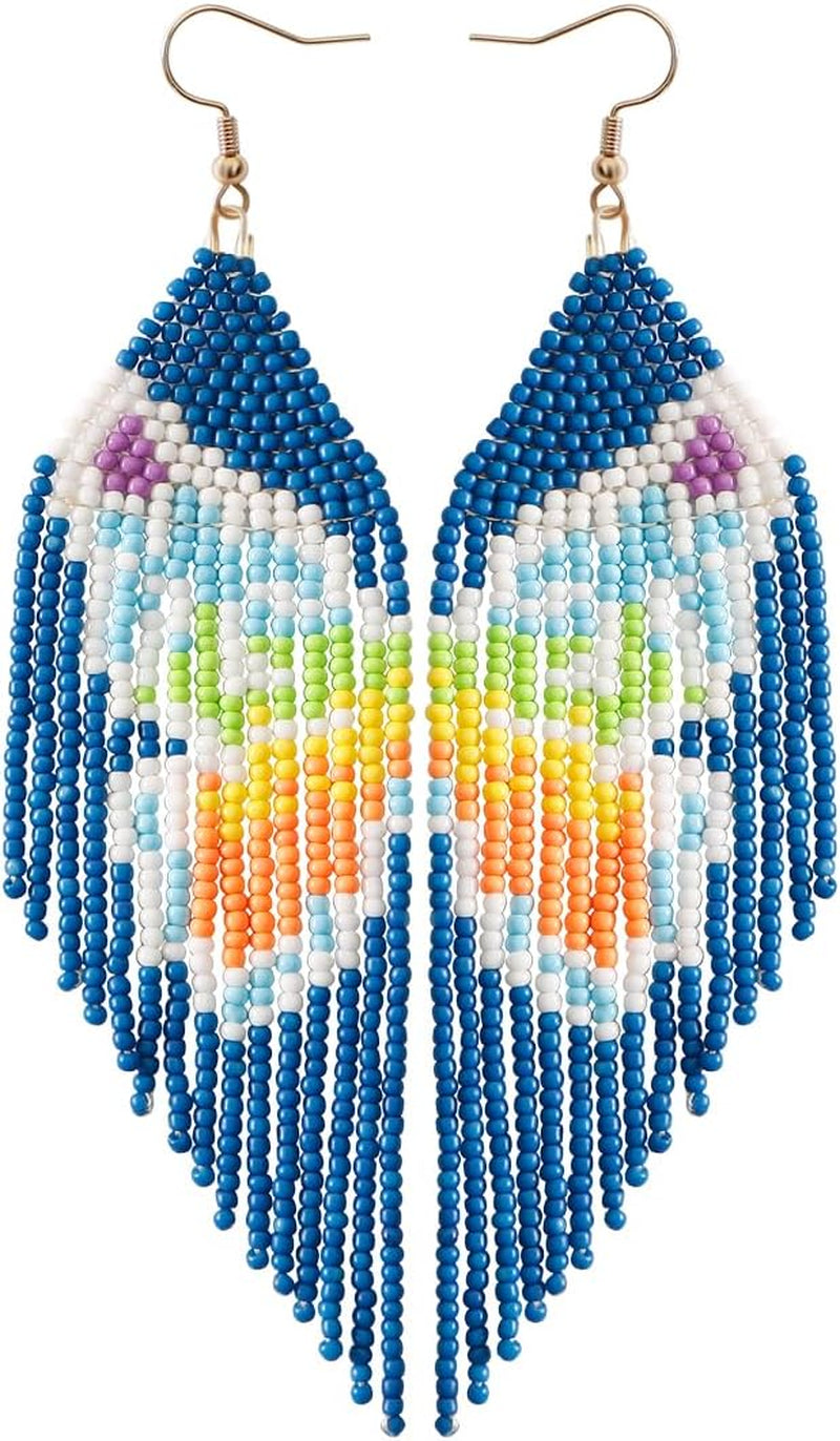 Elegant Bohemian Tassel Earrings Trump - Crafted with Seed Beads and Gold Plated Ear Hooks