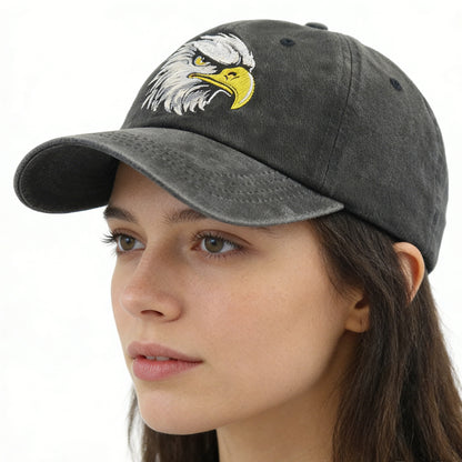 Embroidered Bald Eagle Head Hats, 4th July Washed Cap