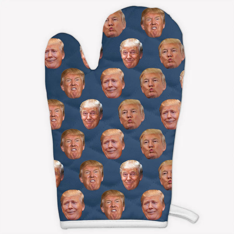 Custom Funny Trump Face Oven Mitts, Personalized Oven Mitt, Birthday Gift, Gift For Trump Supporters, Election 2024
