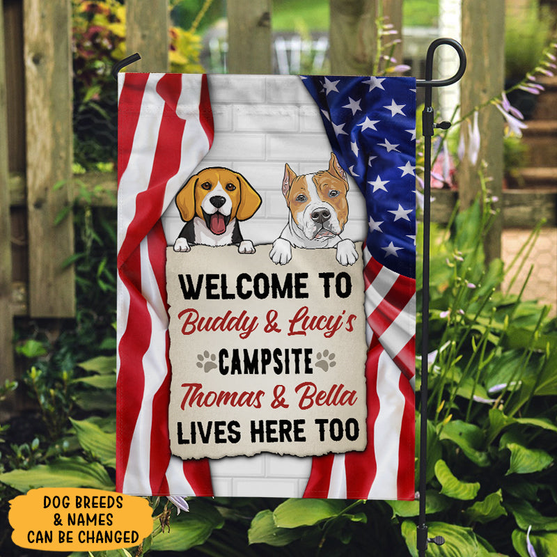 Welcome To The Dog Campsite, Personalized Garden Flags, Decoration For Dog Lovers