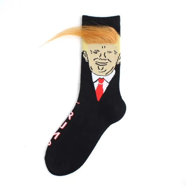 American Flag Jacquard Design, Hip Hop Style Crew Meias for Men, President Trump Enthusiasts, Socks and Shoes Essentials Gifts For Trump Fans